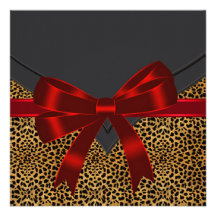 Elegant Red Leopard Party Template Custom Announcement
