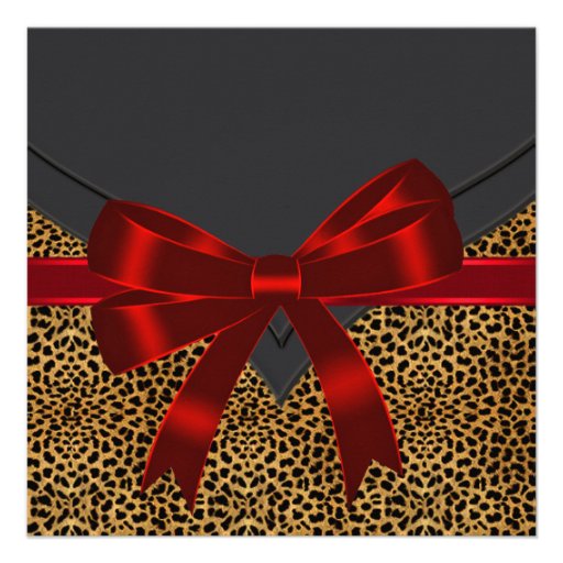 Elegant Red Leopard Party Template Custom Announcement (front side)
