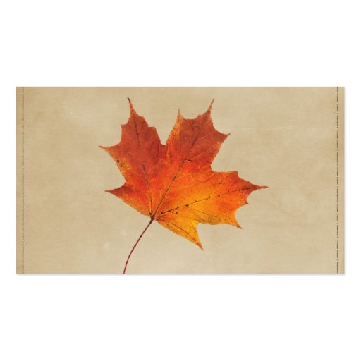 Elegant Red Maple Leaves Fall vintage Business Card (back side)