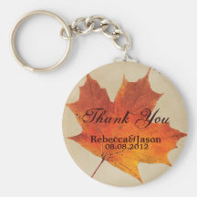 Elegant Red Maple Leaves Fall Wedding Keychains