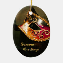 Elegant Red Masquerade Mask Holiday Ornament