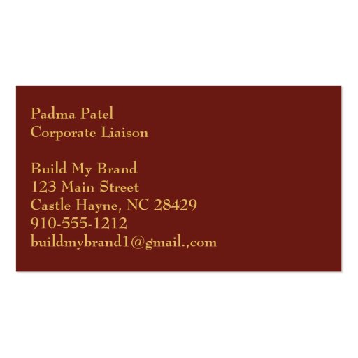 Elegant Red Paisley Professional Business Card (back side)