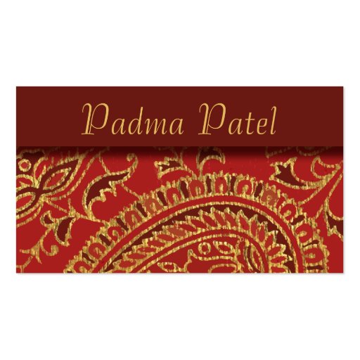 Elegant Red Paisley Professional Business Card (front side)