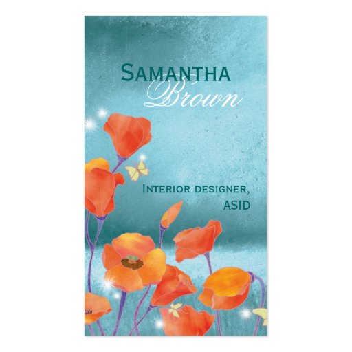 Elegant Red Poppy Nature Business Cards (front side)