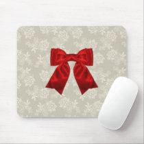 Elegant Red Ribbon on Lace Mousepad mousepads