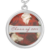 Elegant Red Rose Floral Class of Graduate Necklace