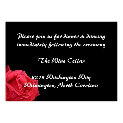Elegant Red Rose Reception Insert Cards Business Card Template (front side)