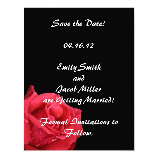 Elegant Red Rose Save the Date Cards Custom Invite