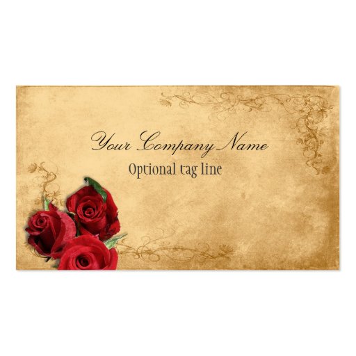 Elegant Red Rose Vintage Antique Business Card Templates (front side)