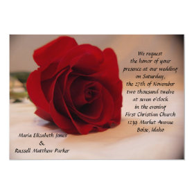 Elegant Red Rose Wedding 5x7 Paper Invitation Card