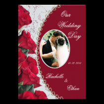 Elegant Red Rose Wedding Photo Invitations invitations