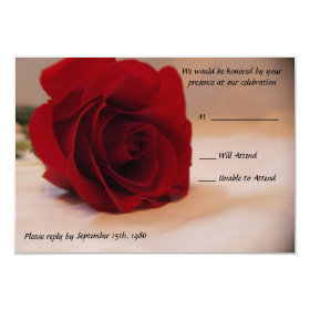 Elegant Red Rose Wedding RSVP Cards 3.5