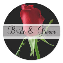 Elegant Red Rose Wedding Stickers by samack Elegant Red Rose Wedding Stickers