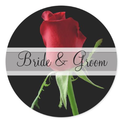 Elegant Red Rose Wedding Stickers by samack Beautiful Elegant Orange and