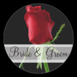 Elegant Red Rose Wedding Stickers