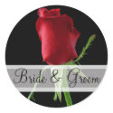 Elegant Red Rose Wedding Stickers
