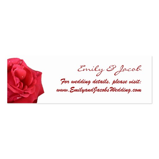 Elegant Red Rose Wedding Website Insert Cards Business Card Templates (front side)