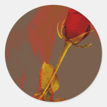 elegant red rose with a golden touch stickers