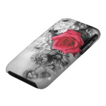 Elegant Red Rose with Black & White background iPhone 3 Case-Mate Case