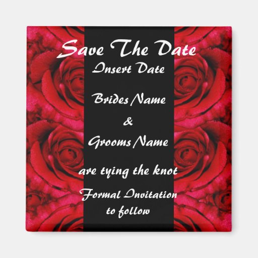 Elegant red roses save the date magnets from Zazzle.