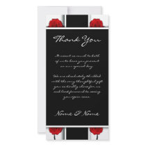Elegant red roses - wedding thank you cards photo greeting card
