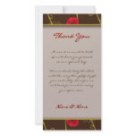 Elegant red roses - wedding thank you photo card template