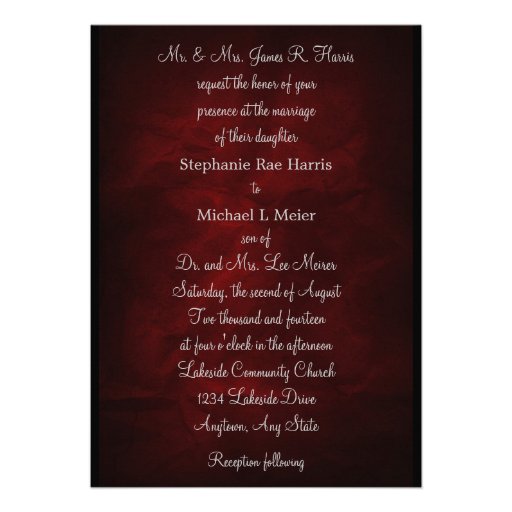 Elegant Red Silver Monogram Wedding Invitation