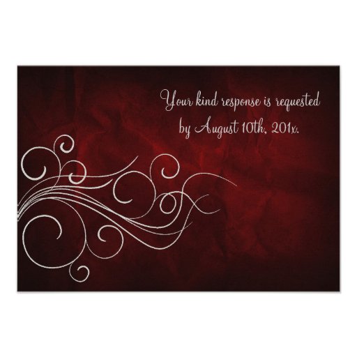 Elegant Red Silver Wedding Personalized Announcement (front side)