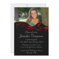 Elegant red swirls graduation party invitation invitation