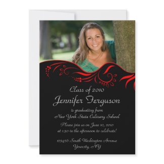 Elegant red swirls graduation party invitation invitation