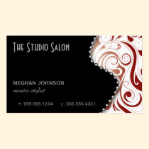 Elegant Red Swirly Swirl Business Card Template business cards