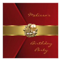 Elegant Red Velvet gold jewel Invitation