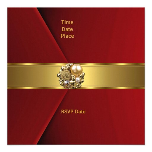Elegant Red Velvet gold jewel Invitation
