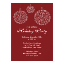 Elegant Red & White Holiday Christmas Party Personalized Invite