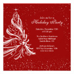Elegant Red & White Holiday Christmas Party Personalized Announcement