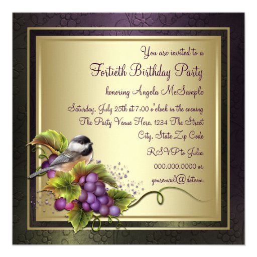 Elegant Red Wine Womans Photo Birthday Party Personalized Invitation