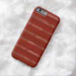 Elegant Red Wood Mahogany And Silver Stripes Barely There iPhone 6 Case