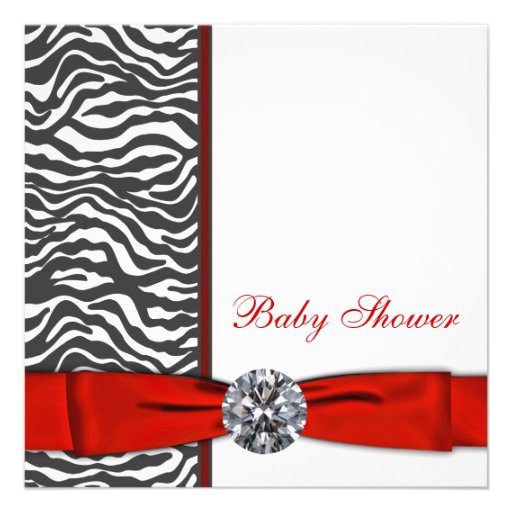 Elegant Red Zebra Baby Shower Personalized Invitations