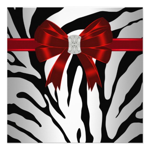 Elegant Red Zebra Party Invitation
