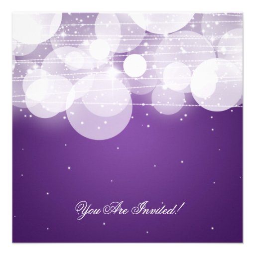 Elegant Rehearsal Dinner Glow & Sparkle Purple Personalized Invite