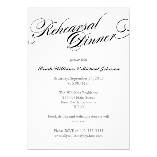 Elegant Rehearsal Dinner Personalized Announcements