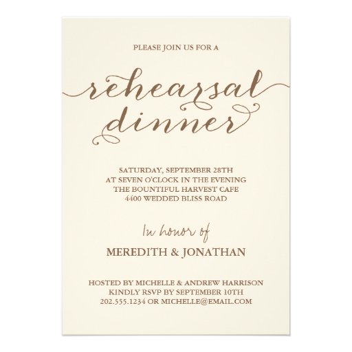 Elegant Rehearsal Dinner Personalized Invitations (front side)
