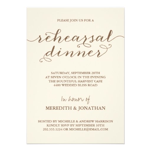 Elegant Rehearsal Dinner 5x7 Paper Invitation Card | Zazzle