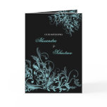 Elegant Retro Aqua Flower Swirl Wedding Invitation