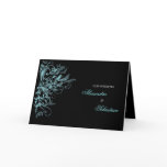 Elegant Retro Aqua Flower Swirl Wedding Invitation