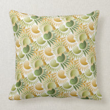 Elegant Retro Art Deco Gold and Green Tropical Pillows