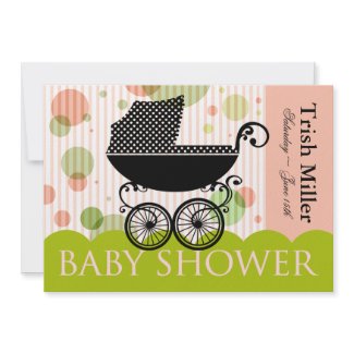 Elegant Retro Baby Carriage - Baby Shower Party invitation
