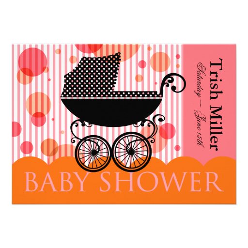 Elegant Retro Baby Carriage - Baby Shower Party Personalized Announcement