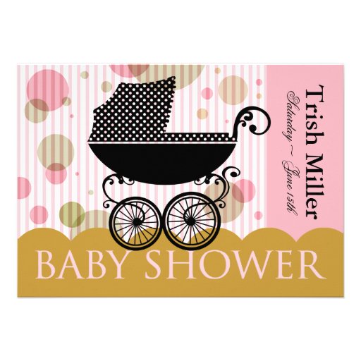 Elegant Retro Baby Carriage - Baby Shower Party Personalized Invitation