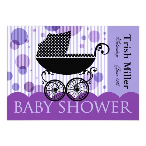 Elegant Retro Baby Carriage - Baby Shower Party Custom Announcements